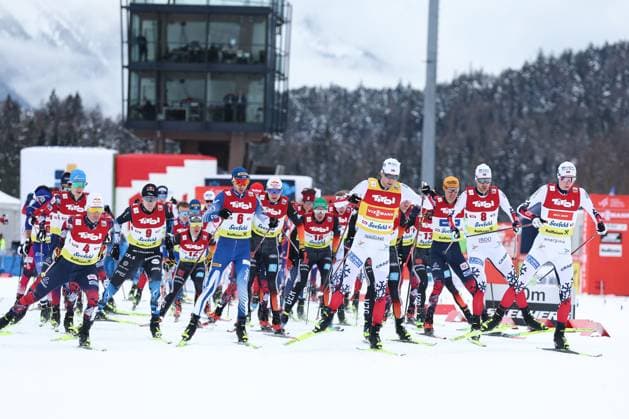 Sport Themen der Woche KW05 NORDIC SKIING - FIS WC Seefeld SEEFELD,AUSTRIA,31.JAN.25 - NORDIC SKIING, NORDIC COMBINED, CROSS COUNTRY - FIS World Cup, 10km mass start, men. Image shows Johannes Lamparter (AUT), Ilkka Herola (FIN), Jarl Magnus Riiber (NOR) and Joergen Graabak (NOR).  GEPAxpictures xDavidxGeieregger