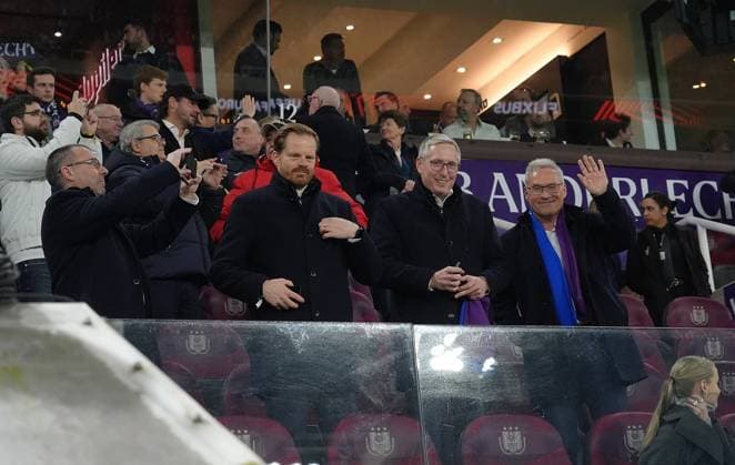 Europa League, RSC Anderlecht vsTSG 1899 Hoffenheim 30.01.2025, Lotto Park, Anderlecht, Europa League, RSC Anderlecht vsTSG 1899 Hoffenheim , im Bild Präsident Jörg Albrecht (Hoffenheim), Geschäftsführer Finanzen Frank Briel (Hoffenheim), Vorsitzender Geschäftsführung Dr. Markus Schütz (Hoffenheim)