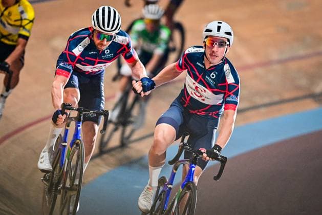 Elia Viviani, Michele SCARTEZZINI Sixdays Berlin 2025 Elia Viviani, Michele SCARTEZZINI 1. Tag Sixdays Berlin 2025. Berliner Sechstagerennen am 31. Januar 2025 im Velodrom Berlin.