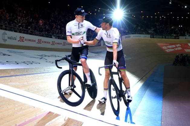 DEU, Sixdays Weekend 2025, 31.01.2025, Velodrom, Berlin, DEU, Sixdays Weekend 2025, im Bild Roger Kluge GER und Theo Reinhardt GER Foto: Juergen Engler nordphoto GmbH