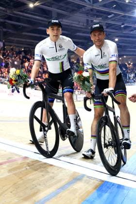 DEU, Sixdays Weekend 2025, 31.01.2025, Velodrom, Berlin, DEU, Sixdays Weekend 2025, im Bild Roger Kluge GER und Theo Reinhardt GER Foto: Juergen Engler nordphoto GmbH