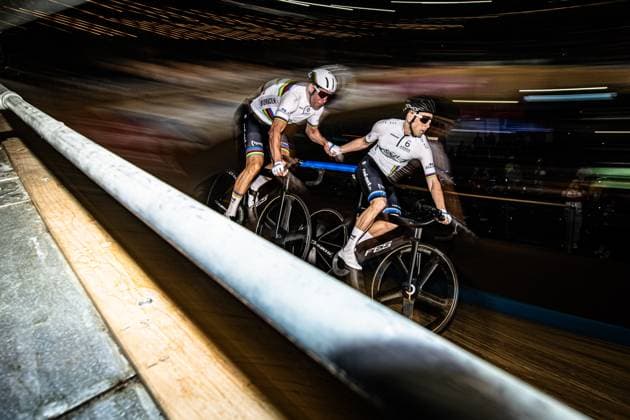 KLUGE Roger, REINHARDT Theo: Six Day Berlin 2025 Team 1 - KLUGE Roger ( GER ) - Black - REINHARDT Theo ( GER ) - Red Querformat - quer - horizontal - Landscape - Event Veranstaltung: Six Day Berlin 2025 - Category Kategorie: Cycling - Track cycling, Rad, Radsport, Bahnrad, Bahn Sixdays - Elite Men - Location Ort: Europe Germany - Berlin - Velodrom Berlin - Discipline: Team Time Trail - Distance: 500 m - Date Datum: 31.01.2025 Friday Day 1 -