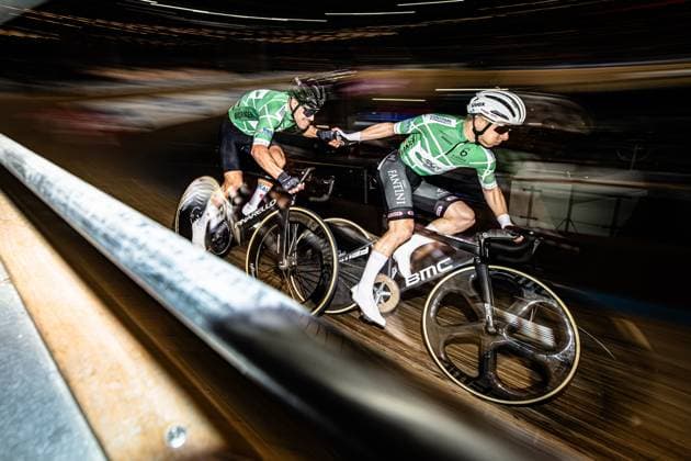 MÜLLER Tobias, DONEGA Matteo: Six Day Berlin 2025 Team 11 - MÜLLER Tobias ( GER ) - Black - DONEGA Matteo ( ITA ) - Red Querformat - quer - horizontal - Landscape - Event Veranstaltung: Six Day Berlin 2025 - Category Kategorie: Cycling - Track cycling, Rad, Radsport, Bahnrad, Bahn Sixdays - Elite Men - Location Ort: Europe Germany - Berlin - Velodrom Berlin - Discipline: Team Time Trail - Distance: 500 m - Date Datum: 31.01.2025 Friday Day 1 -