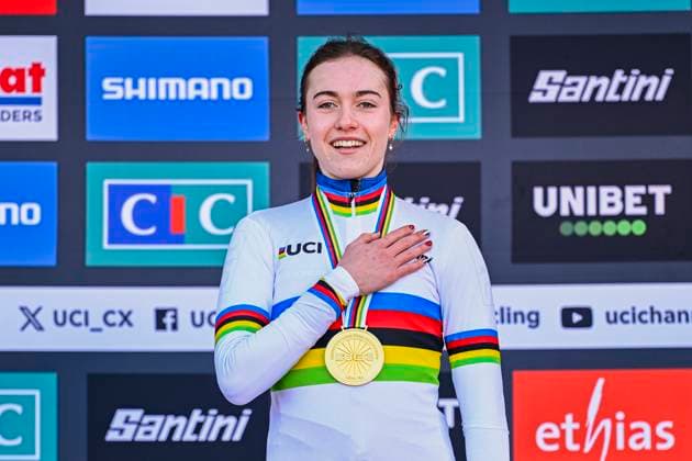 2025 UCI Cyclo-Cross WC - Women Junior LIEVIN, FRANCE - FEBRUARY 01 : Revol Lise (FRA) on the podium during the 2025 UCI Cyclo-Cross World Championships for Women Junior on February 01, 2025 in Lievin, France, 01 02 2025 Lievin France  Copyright: xNicoxVereeckenx