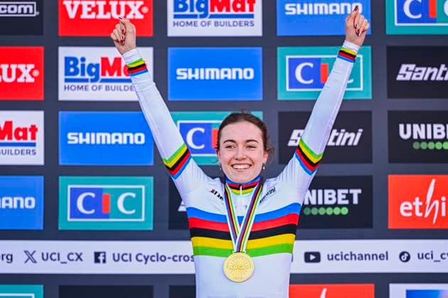 2025 UCI Cyclo-Cross WC - Women Junior LIEVIN, FRANCE - FEBRUARY 01 : Revol Lise (FRA) on the podium during the 2025 UCI Cyclo-Cross World Championships for Women Junior on February 01, 2025 in Lievin, France, 01 02 2025 Lievin France  Copyright: xNicoxVereeckenx