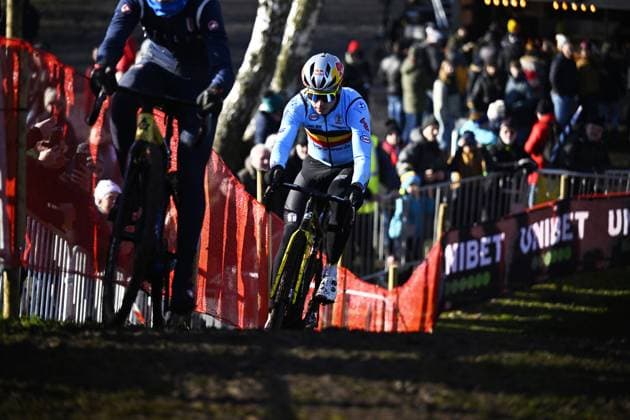 Belgian Wout van Aert pictured during a training session at the UCI Cyclocross World Championships, in Lievin, France, Saturday 01 February 2025. The world championships are taking place from 31 January until 02 February. JASPERxJACOBS  x111566927x