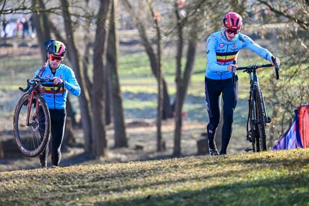 2025 UCI Cyclo-Cross WC - Media activities 01 02 2025 LIEVIN, FRANCE - FEBRUARY 01 : Vanthourenhout Michael (BEL) and Iserbyt Eli (BEL) on training during the official training session on the track of the 2025 UCI Cyclo-Cross World Championships on February 01, 2025 in Lievin, France, 01 02 2025 Lievin France  Copyright: xNicoxVereeckenx
