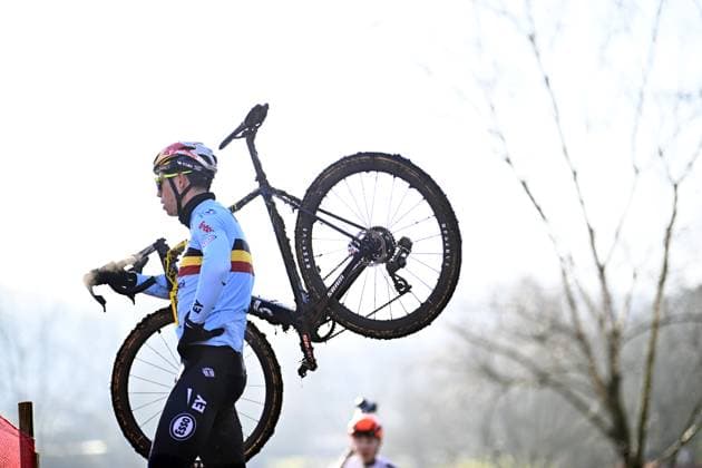 Belgian Wout van Aert pictured during a training session at the UCI Cyclocross World Championships, in Lievin, France, Saturday 01 February 2025. The world championships are taking place from 31 January until 02 February. JASPERxJACOBS  x111568071x