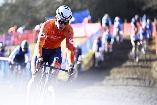Dutch Tibor Del Grosso pictured in action during the men U23 race, at the UCI Cyclocross World Championships, in Lievin, France, Saturday 01 February 2025. The world championships are taking place from 31 January until 02 February. JASPERxJACOBS  x111569006x