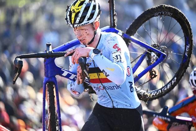 Belgian Seppe Van den Boer pictured in action during the men U23 race, at the UCI Cyclocross World Championships, in Lievin, France, Saturday 01 February 2025. The world championships are taking place from 31 January until 02 February. JASPERxJACOBS  x111569602x