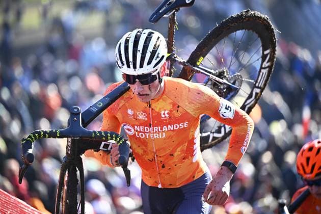 Dutch Keije Solen pictured in action during the men U23 race, at the UCI Cyclocross World Championships, in Lievin, France, Saturday 01 February 2025. The world championships are taking place from 31 January until 02 February. JASPERxJACOBS  x111569632x