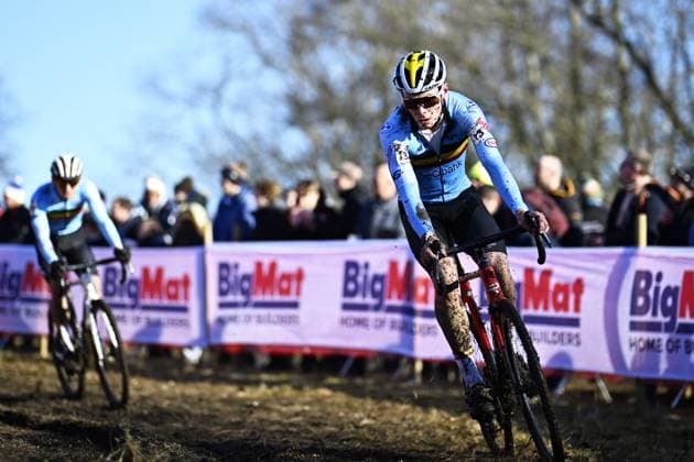 Belgian Viktor Vandenberghe pictured in action during the men U23 race, at the UCI Cyclocross World Championships, in Lievin, France, Saturday 01 February 2025. The world championships are taking place from 31 January until 02 February. JASPERxJACOBS  x111570015x