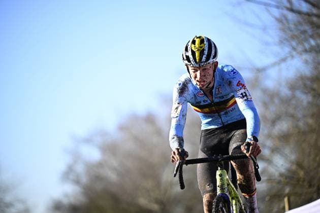 Belgian Seppe Van den Boer pictured in action during the men U23 race, at the UCI Cyclocross World Championships, in Lievin, France, Saturday 01 February 2025. The world championships are taking place from 31 January until 02 February. JASPERxJACOBS  x111570088x
