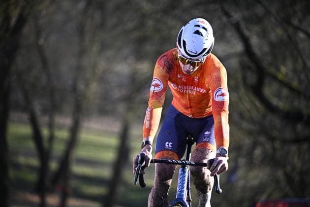 Dutch Tibor Del Grosso pictured in action during the men U23 race, at the UCI Cyclocross World Championships, in Lievin, France, Saturday 01 February 2025. The world championships are taking place from 31 January until 02 February. JASPERxJACOBS  x111570661x