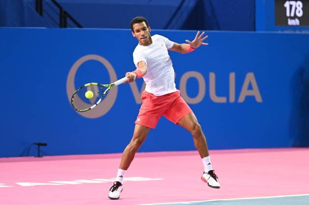 TENNIS : Open Sud de France ATP, Tennis Herren 250 - 01 02 2025 MONTPELLIER, FRANCE - 01 FEVRIER : 2 Felix AUGER-ALIASSIME (CAN) lors de la demi-finale du tournoi Open Sud de France ATP 250 contre Jesper DE JONG (NED) a Montpellier le 1er fÃ vrier 2025. France  Copyright: xValentinaxClaretx