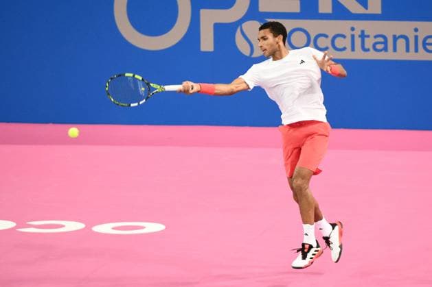TENNIS : Open Sud de France ATP, Tennis Herren 250 - 01 02 2025 MONTPELLIER, FRANCE - 01 FEVRIER : 2 Felix AUGER-ALIASSIME (CAN) lors de la demi-finale du tournoi Open Sud de France ATP 250 contre Jesper DE JONG (NED) a Montpellier le 1er fÃ vrier 2025. France  Copyright: xValentinaxClaretx