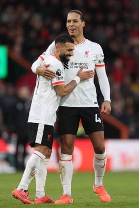 Bournemouth v Liverpool 01 February 2025 Premier League Football - Bournemouth v Liverpool - Mohamed Salah of Liverpool celebrates the second goal with Virgil van Dijk of Liverpool - (Photo by Mark Leech). Bournemouth UK Copyright: xMarkxLeechxOffside