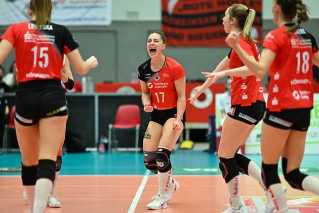 Lorena Lorber Fijok (Dresdner SC, 17) Dresdner SC vs. Schwarz Weiss Erfurt, 1. Volleyball Bundesliga Frauen, Spielzeit 2024 2025, 01.02.2025 Dresdner SC vs. Schwarz Weiss Erfurt, 1. Volleyball Bundesliga Frauen, Spielzeit 2024 2025, 01.02.2025 Dresden Copyright: xEibner-Pressefoto xHoepnerx EP_PHR