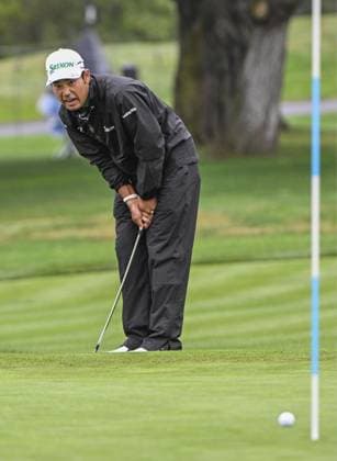 Golf: AT&T Pebble Beach Pro-Am Hideki Matsuyama of Japan misses an eagle putt on the first hole in the third round of the AT&amp;T Pebble Beach Pro-Am golf tournament on Feb. 1, 2025, at Pebble Beach Golf Links in Pebble Beach, California.  A14AA0004082812P