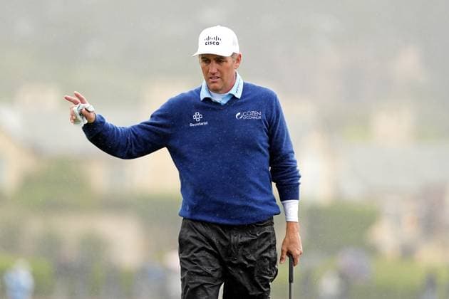 PEBBLE BEACH, CA - FEBRUARY 01: PGA, Golf Herren golfer Brendon Todd reacts on the 18th green during the third round of the AT&T Pebble Beach Pro AM on February 1, 2025, at Pebble Beach Golf Links in Pebble Beach, California. (Photo by Brian Spurlock Icon Sportswire) GOLF: FEB 01 PGA AT&T Pebble Beach Pro-Am EDITORIAL USE ONLY Icon25020168