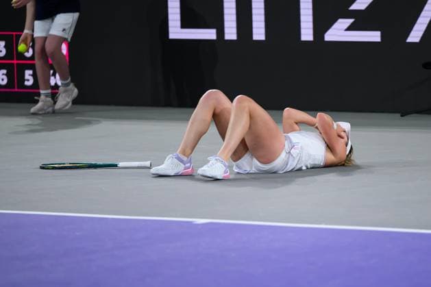 TENNIS - WTA, Tennis Damen Upper Austria Ladies Linz LINZ,AUSTRIA,02.FEB.25 - TENNIS - WTA Tour, Upper Austria Ladies Linz. Image shows the rejoicing of Ekaterina Alexandrova (RUS).  GEPAxpictures xChristianxMoser