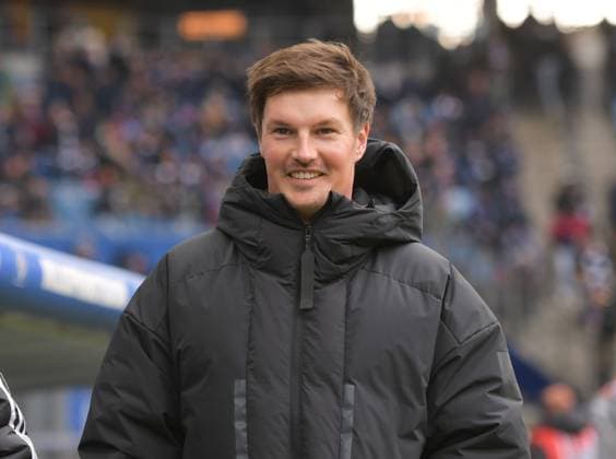 02.02.2025, xblx, Fussball 2.Bundesliga, Hamburger SV - Hannover 96 v.l. Trainer Merlin Polzin (Hamburg, HSV, Hamburger SV) (DFL DFB REGULATIONS PROHIBIT ANY USE OF PHOTOGRAPHS as IMAGE SEQUENCES and or QUASI-VIDEO) Hamburg