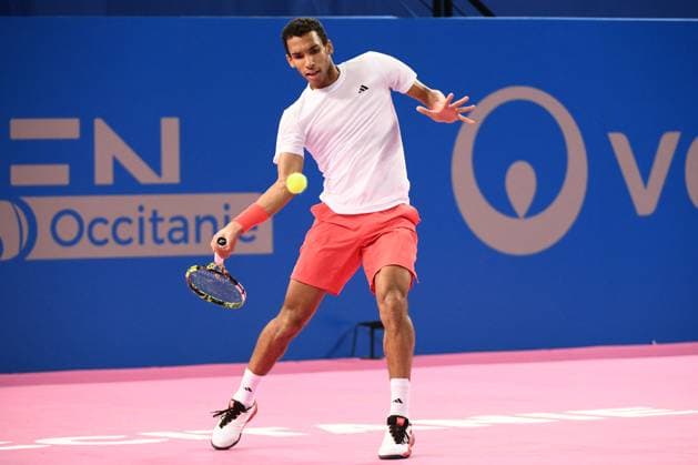 TENNIS : Open Sud de France ATP, Tennis Herren 250 - 02 02 2025 MONTPELLIER, FRANCE - 02 FEVRIER : 2 Felix AUGER-ALIASSIME (CAN), lors de la finale contre Q Aleksandar KOVACEVIC (USA) lors du tournoi Open Sud de France ATP 250 a Montpellier le 2 fÃ vrier 2025. France  Copyright: xValentinaxClaretx