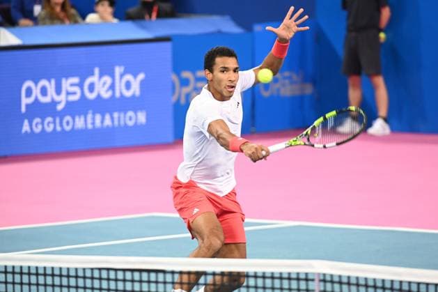 TENNIS : Open Sud de France ATP, Tennis Herren 250 - 02 02 2025 MONTPELLIER, FRANCE - 02 FEVRIER : 2 Felix AUGER-ALIASSIME (CAN) lors de la finale du tournoi Open Sud de France ATP 250 contre Q Aleksandar KOVACEVIC (USA) a Montpellier le 2 fÃ vrier 2025. France  Copyright: xValentinaxClaretx