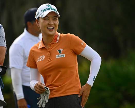 Australia s Minjee Lee smiles as she walks toward the ninth tee box at the LPGA, Golf Damen Hilton Grand Vacations Tournament of Champions at the Lake Nona Golf and Country Club in Orlando, Florida on Sunday February 2, 2025. .  ORP20250202020 JOExMARINO