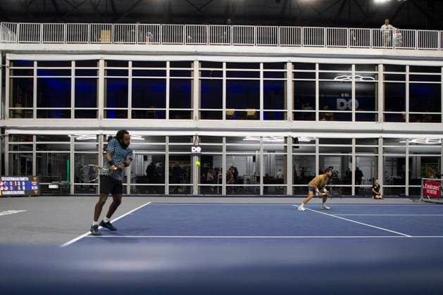 February 2, 2025, Frisco, Texas, USA: (Left) EVAN KING (USA) returns with a forehand during round 2 of the qualifiers at the Dallas Open at the Star in Frisco, TX. Frisco USA - ZUMAh193 20250202_zsp_h193_045 Copyright: xDanielxMcGregor-Huyerx