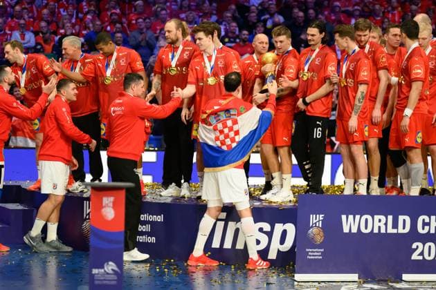 Croatia v Denmark, 2025 IHF Men™s Handball World Cup, Oslo, Norway Oslo, Norway. 02nd, February 2025. The players of Denmark and Croatia greet each other after the 2025 IHF Men™s Handball World Cup final between Croatia and Denmark at Unity Arena in Oslo. Denmark, Oslo  Copyright: xGonzalesxPhoto Jan-ErikxEriksenx