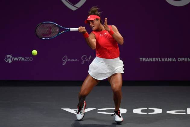 Transylvania Open - Victoriya Tomova v Mayar Sherif Mayar Sherif of Egypt in action against Victoriya Tomova of Bulgaria during the WTA, Tennis Damen Tour Transylvania Open match, in Cluj Napoca, Monday 03 February 2025. Alex Nicodim Imago Images Copyright: xAlexxNicodimx
