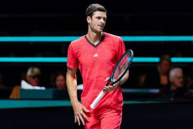 2025-02-03 ABN AMRO Open Day One ROTTERDAM, NETHERLANDS - FEBRUARY 3: Hubert Hurkacz of Poland looks on during Day One of the ABN AMRO Open at Rotterdam Ahoy on February 3, 2025 in Rotterdam, Netherlands. (Photo by Joris Verwijst BSR Agency) Rotterdam Netherlands Content not available for redistribution in The Netherlands directly or indirectly through any third parties. Copyright: xBSRxAgencyx