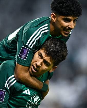 AFC CHAMPIONS LEAGUE ELITE, AL SADD SC (QTR) v AL AHLI SAUDI FC (KSA) Roberto Firmino (L) of Al Ahli SFC celebrate after scoring a goal during the AFC Champions League elite west football match between Qatar s Al Sadd SC and Saudi Arabia s Al Ahli SFC at Jassim Bin Hamad Stadium in Doha, Qatar, on February 03, 2024. DOHA Qatar Copyright: xNAUSHADx