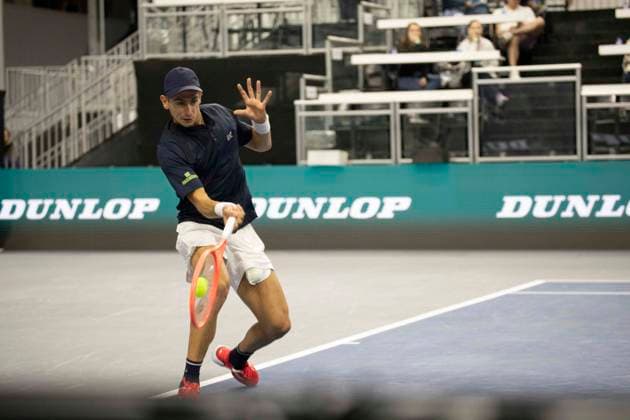 February 3, 2025, Frisco, Texas, USA: MATTEO ARNALDI (ITA) returns with a forehand in a singles match during day three of the 2025 Dallas Open at the Star in Frisco, TX. Arnaldi defeated Eubanks, 6:3, 6:4. Frisco USA - ZUMAh193 20250203_zsp_h193_026 Copyright: xDanielxMcGregor-Huyerx
