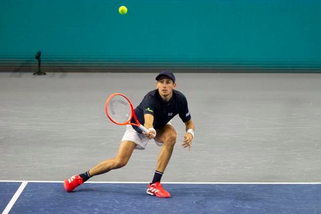 February 3, 2025, Frisco, Texas, USA: MATTEO ARNALDI (ITA) waits for the ball in a singles match during day three of the 2025 Dallas Open at the Star in Frisco, TX. Arnaldi defeated Eubanks, 6:3, 6:4 Frisco USA - ZUMAh193 20250203_zsp_h193_034 Copyright: xDanielxMcGregor-Huyerx