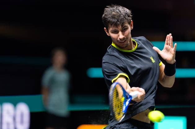 2025-02-04 ABN AMRO Open Day One ROTTERDAM, NETHERLANDS - FEBRUARY 4: Alexei Popyrin of Australia in action during Day One of the ABN AMRO Open at Rotterdam Ahoy on February 4, 2025 in Rotterdam, Netherlands. (Photo by Joris Verwijst BSR Agency) Rotterdam Netherlands Content not available for redistribution in The Netherlands directly or indirectly through any third parties. Copyright: xBSRxAgencyx