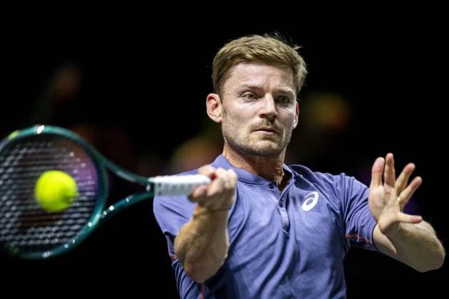 ROTTERDAM - David Goffin (BEL) in action against Alex de Minaur (AUS) on the first day of the ABN AMRO Open tennis tournament in Ahoy. ANP SANDER KING ABN AMRO Open - Day Two 2025 xVIxANPxSportx xxANPxIVx 519120482 originalFilename: 519120482.jpg