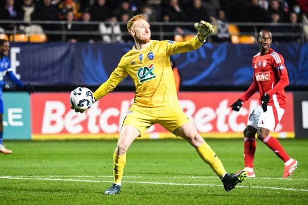 Fußball, Coupe de France, ESTAC Troyes - Stade Brestois FOOTBALL : ESTAC Troyes vs Stade Brestois - Coupe de France - 8e de Finale - 04 02 2025 Nicolas Lemaitre (ESTAC Troyes) TroyesFrance  Copyright: xBaptistexAutissierx