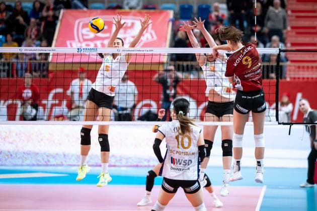 CEV Challenge Cup Halbfinale SC Potsdam - Roma Volley; 05.02.2025 CEV Challenge Cup SC Potsdam - Roma Volley; 9 SCP Anna Koulberg Copyright: xBEAUTIFULxSPORTS NicolxMarschallx