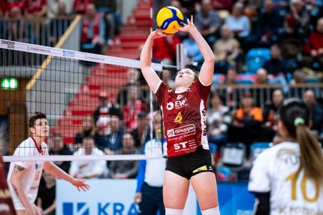 CEV Challenge Cup Halbfinale SC Potsdam - Roma Volley; 05.02.2025 CEV Challenge Cup SC Potsdam - Roma Volley; 4 SCP Jenna Ewert Copyright: xBEAUTIFULxSPORTS NicolxMarschallx