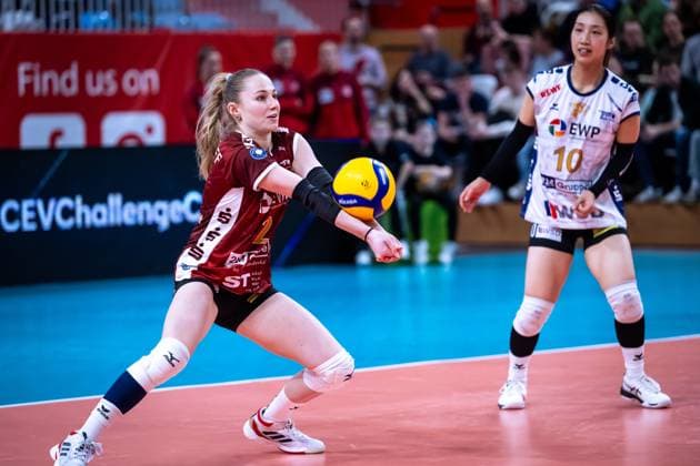 CEV Challenge Cup Halbfinale SC Potsdam - Roma Volley; 05.02.2025 CEV Challenge Cup SC Potsdam - Roma Volley; 2 SCP Leni Kirchhoff Copyright: xBEAUTIFULxSPORTS NicolxMarschallx