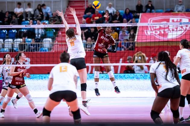CEV Challenge Cup Halbfinale SC Potsdam - Roma Volley; 05.02.2025 CEV Challenge Cup SC Potsdam - Roma Volley; 3 SCP Danielle Harbin Copyright: xBEAUTIFULxSPORTS NicolxMarschallx