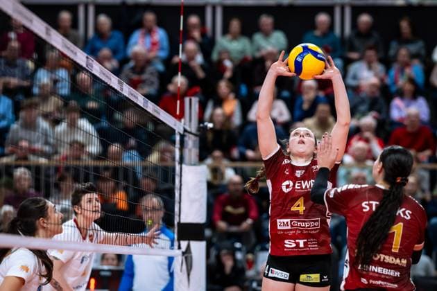 CEV Challenge Cup Halbfinale SC Potsdam - Roma Volley; 05.02.2025 CEV Challenge Cup SC Potsdam - Roma Volley; 4 SCP Jenna Ewert Copyright: xBEAUTIFULxSPORTS NicolxMarschallx