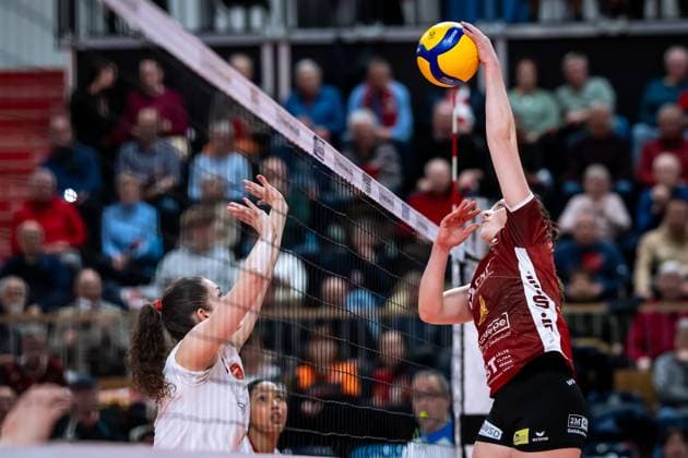 CEV Challenge Cup Halbfinale SC Potsdam - Roma Volley; 05.02.2025 CEV Challenge Cup SC Potsdam - Roma Volley; 4 SCP Jenna Ewert Copyright: xBEAUTIFULxSPORTS NicolxMarschallx