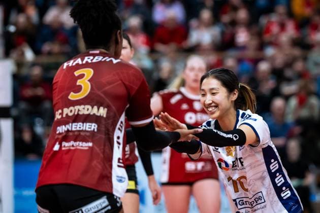 CEV Challenge Cup Halbfinale SC Potsdam - Roma Volley; 05.02.2025 CEV Challenge Cup SC Potsdam - Roma Volley; 10 SCP Yurika Bamba Copyright: xBEAUTIFULxSPORTS NicolxMarschallx