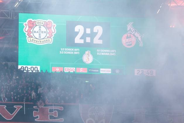 Sport Themen der Woche KW06 DFB Pokal Viertelfinale: Bayer 04 Leverkusen - 1. FC Köln; 05.02.2025 Ende der regulären Spielzeit 2:2 DFB Pokal Viertelfinale: Bayer 04 Leverkusen - 1. FC Köln, Leverkusen, BayArena am 05.02.2025 DFB REGULATIONS PROHIBIT ANY USE OF PHOTOGRAPHS AS IMAGE SEQUENCES AND OR QUASI-VIDEO. *** DFB Pokal Quarterfinal Bayer 04 Leverkusen 1 FC Köln 05 02 2025 End of regular time 2 2 DFB Pokal Quarterfinal Bayer 04 Leverkusen 1 FC Köln, Leverkusen, BayArena on 05 02 2025 DFB REGULATIONS PROHIBIT ANY USE OF PHOTOGRAPHS AS IMAGE SEQUENCES AND OR QUASI VIDEO Copyright: xBEAUTIFULxSPORTS Wunderlx