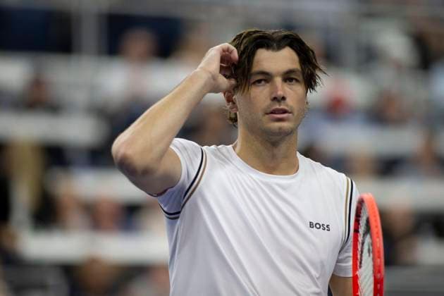February 5, 2025, Frisco, Texas, USA: TAYLOR FRITZ (USA) reacts after winning his singles match against ARTHUR RINDERKNECH (FRA) during day five of the 2025 Dallas Open at the Star in Frisco, TX. TAYLOR FRITZ (USA) defeated ARTHUR RINDERKNECH (CZE), 6:4, 6:2. Frisco USA - ZUMAh193 20250205_zsp_h193_060 Copyright: xDanielxMcGregor-Huyerx