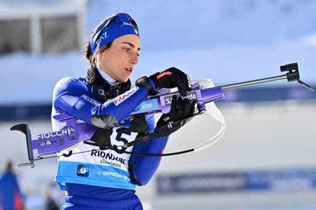 05.02.2025, Ridnaun-Val Ridanna, Italien (ITA): Rebecca Passler (ITA) - Biathlon, IBU Cup, Ridnaun, Sprint *** 05 02 2025, Ridnaun-Val Ridanna, Italy (ITA): Biathlon, IBU Cup, Ridnaun, Sprint,