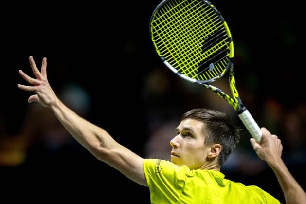ROTTERDAM - Fabian Marozsan (HUN) in action against Andrey Rublev (RUS) on the fourth day of the ABN AMRO Open tennis tournament in Ahoy. ANP SANDER KING ABN AMRO Open - Day Four 2025 xVIxANPxSportx xxANPxIVx 519259284 originalFilename: 519259284.jpg